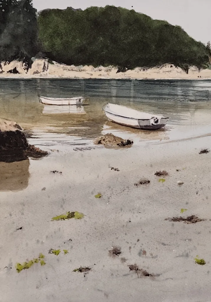 11. Refugio en la orilla. Acuarela. Joaquín Puertas