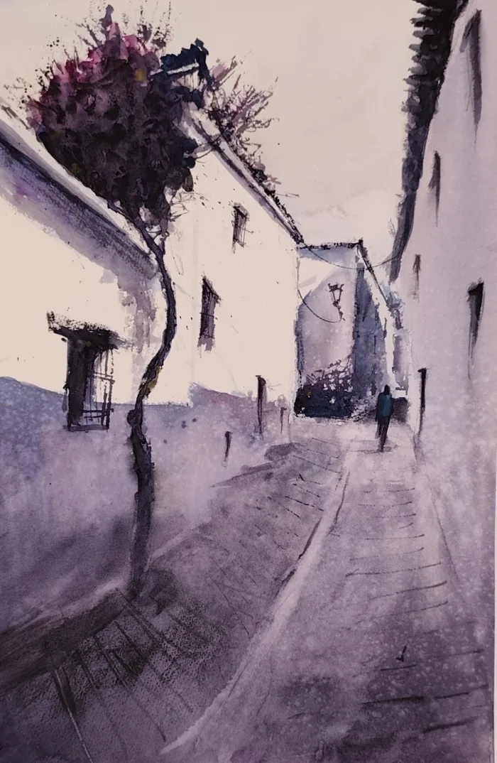 Callejeando. Acuarela. Joaquín Puertas